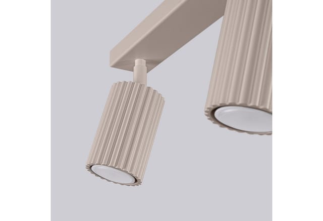 Moderne Deckenleuchte, Taupefarbener Streifen, 45 Cm, Bewegliche Geriffelte Strahler, 3 X Gu10 10 W Karbon Sollux Lighting