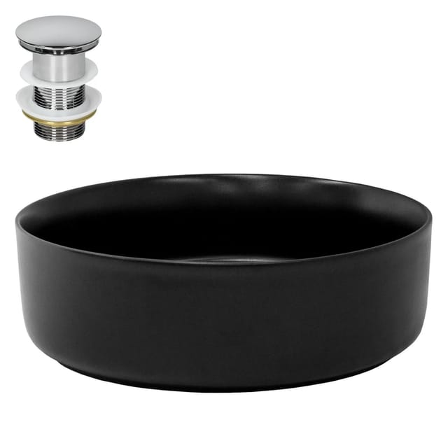 ML-Design Waschbecken aus Keramik in Schwarz Matt 360x120 mm mit Ablaufgarnitur