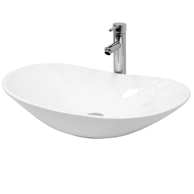 ECD Germany Design Waschbecken 640x365x130 mm inkl Ablaufgarnitur ohne Überlauf