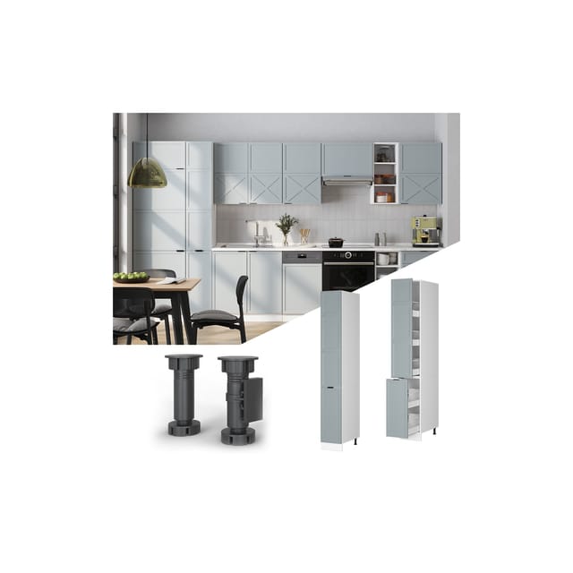 Vicco Apothekerschrank Fame-Line Medizinschrank für die Küche Hellblau-grau 30 cm