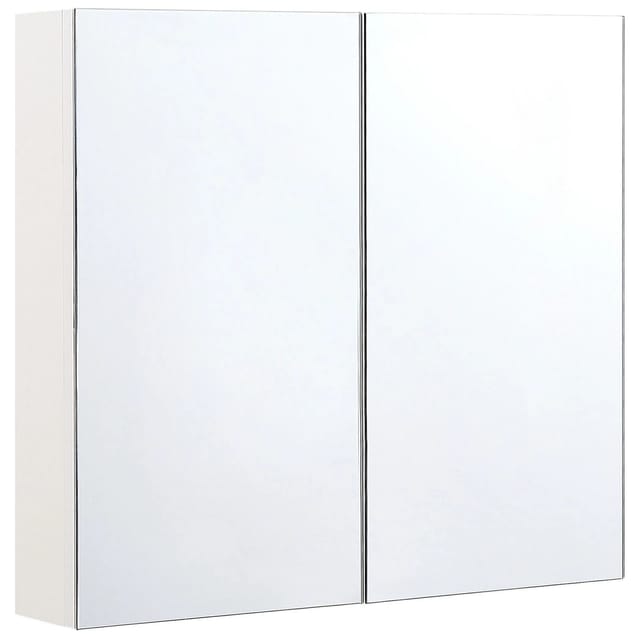 Beliani Bad-Spiegelschrank NAVARRA Weiss Silber 14x80x70