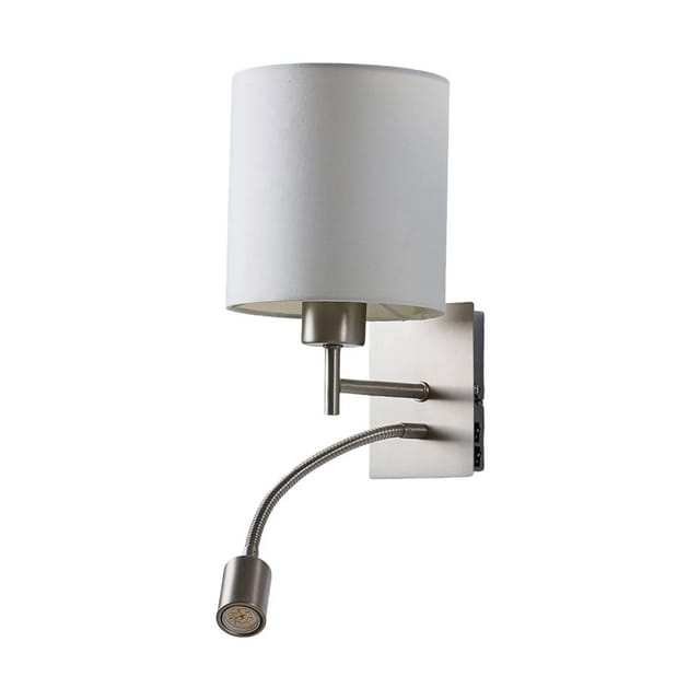 Lindby Wandleuchte Wandlampe Innen Camilo 9620924 Modern in Weiß aus Textil 1-flammig E27 Wohnzimmerleuchte