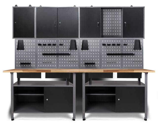 ONDIS24 Werkstatt-Set Ondis24 Werkstatt Set 240cm Werkbank Werkzeugschrank Lochwand