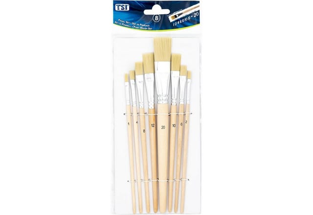 TSI Schreibwaren Pinsel TSI Borstenpinsel-Set 8-teilig (Größen 1, 2, 4, 6, 8, 10, 12 und 20)
