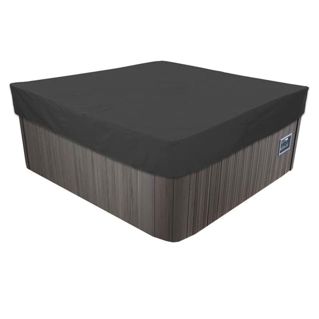 Schwarze Quadratische Abdeckung Für Einen Outdoor-whirlpool (218 × 218 × 30 Cm), Aus 420d Oxford-gewebe, Mit Kordelzug Und Schlaufe.