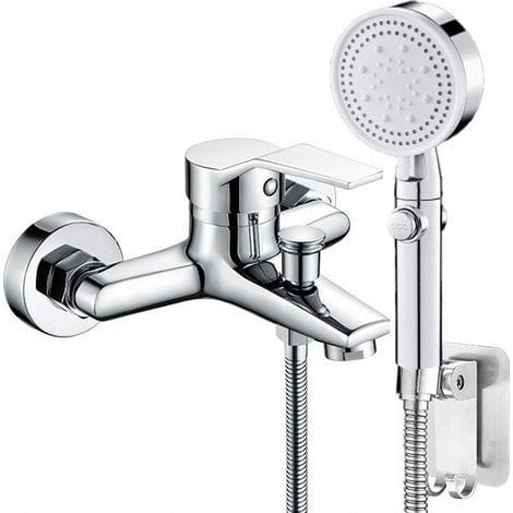 Badewannenarmatur Mit Handbrause. Einhebel-badmischer Mit 5 Strahlarten. 1 Schlauch. Für Badewanne/badezimmer. Silber.