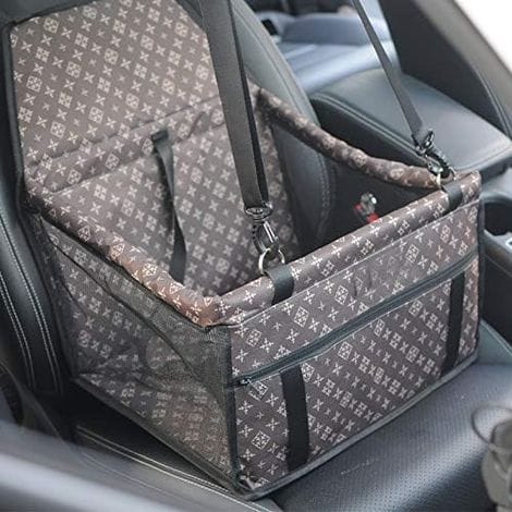 Hundeautositz. Wasserdichter, Faltbarer Hundeautositz Mit Sicherheitsgurt Und Aufbewahrungstasche. Autositzerhöhung Für Hunde Oder Katzen (klassisches Braun).