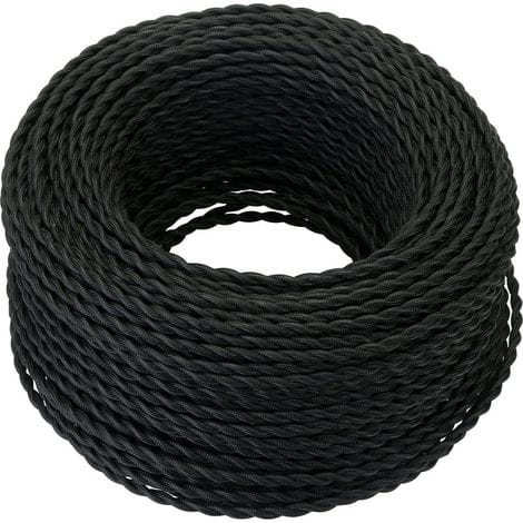 10 M Langes Textilkabel. Retro-stil, Gedrehtes Hanfseilkabel (2 X 0,75 Mm²). Zwei Verdrillte Litzen. Für Diy-pendelleuchten/schwarz.