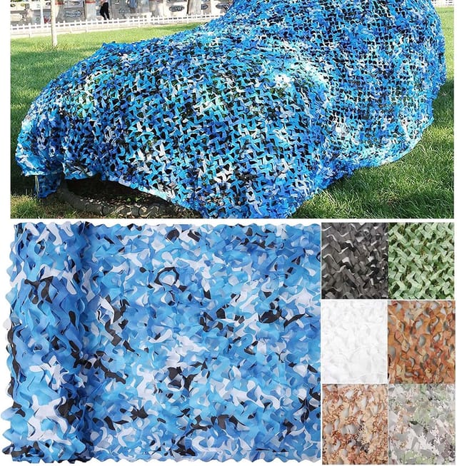 Tarnnetz, Tarn-sonnensegel, Gartenschutznetz Für Die Jagd, Schattenspender, Tarn-dekoration, Schattierungsnetz, Sonnenschutz Für Die Terrasse, Blau, 5 X 6 M