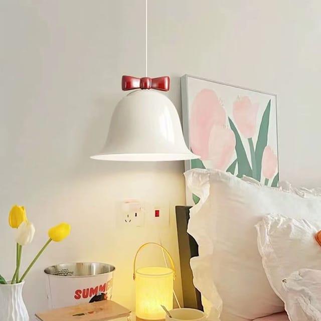 Glockenförmige Deckenleuchte Für Kinderzimmer, Nachttisch Oder Schlafzimmer, Cremefarben – 20 Cm, E27-fassung, Dreifarbige Beleuchtung