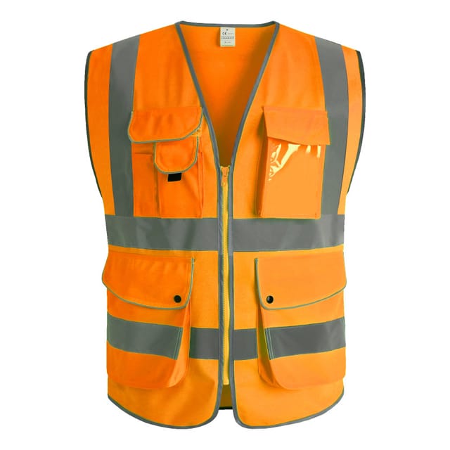 Warnweste Der Klasse 2 Mit 9 Taschen Und Reflektierenden Streifen (orange-l)