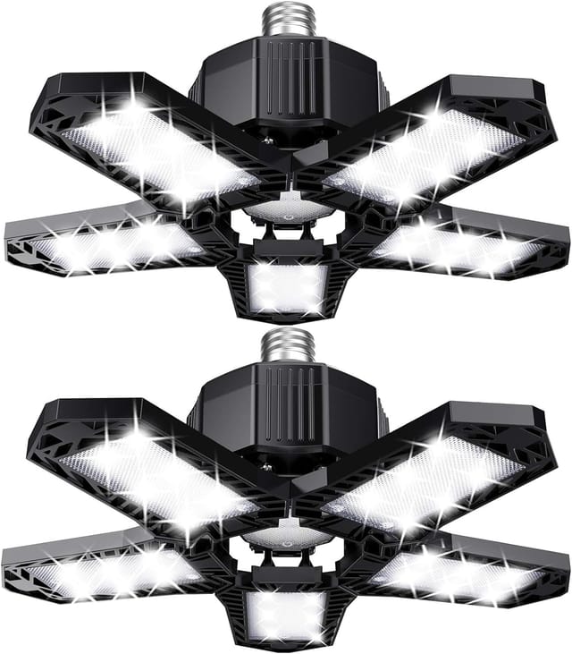 Led-garagenbeleuchtungsset – 120 W – 12000 Lm – Werkstattbeleuchtung – Flexible Deckenleuchten – E26/e27-fassungen – 2 Lampen