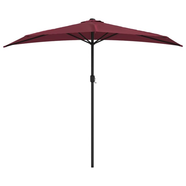 Balkon-sonnenschirm Alu-mast Bordeauxrot 270x144x222cm Halbrund Vidaxl377152