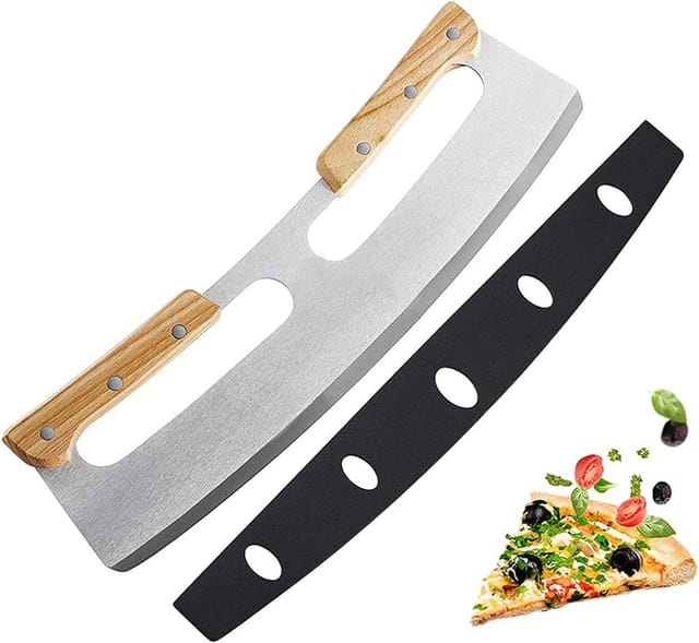 Pizzamesser, Pizzamesser Aus Edelstahl, Pizzaschneider Mit Holzgriff, Pizzamesser, Pizza Knife Cutter, Für Pizza, Pasteten, Waffeln, Lasagne