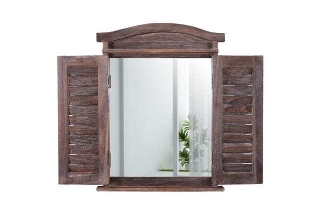 MCW Wandspiegel mit Fensterläden Braun Shabby