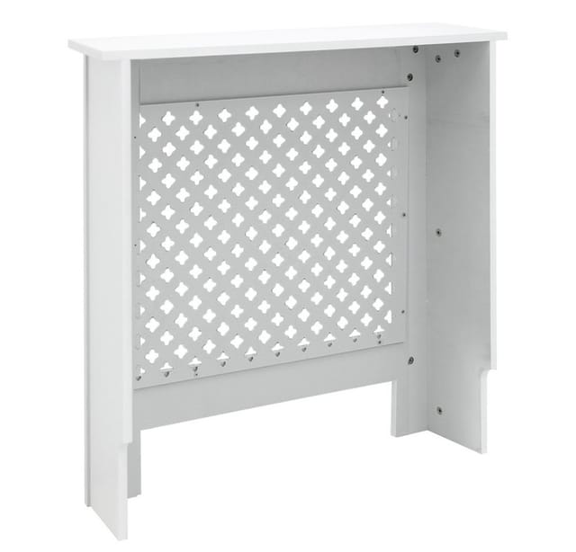 ECD Germany Heizkörperverkleidung mit Wabenmuster 78x19x82 cm Weiß MDF Lackiert