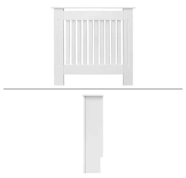 ECD Germany Heizkörperverkleidung Landhausstil 78x19x82 cm Weiß aus MDF Lackiert