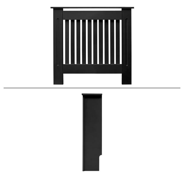 ECD Germany Heizkörperverkleidung Landhausstil 78x19x82 cm Schwarz MDF Lackiert