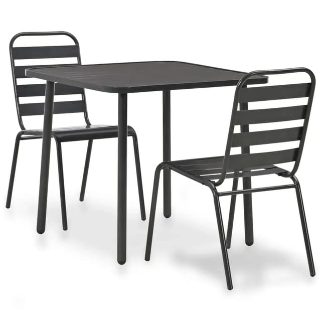 vidaXL 3-Tlg Bistro-Set Stahl Dunkelgrau 44261
