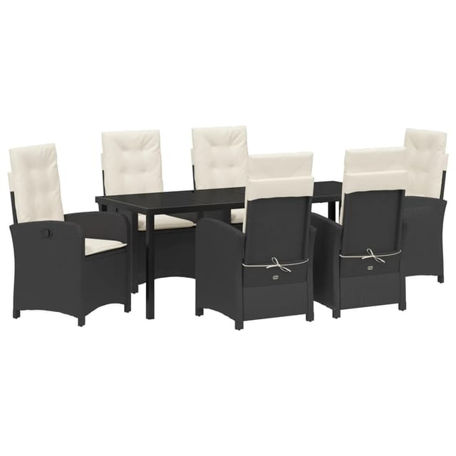 vidaXL Garten Essgruppe 7-Tlg Schwarz Poly Rattan 3380258
