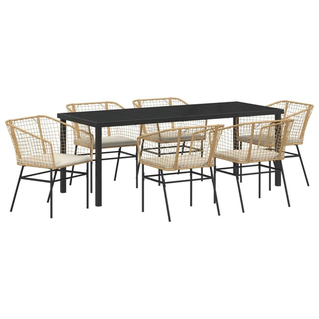 vidaXL Garten Essgruppe 7-Tlg Braun Poly Rattan 3380916