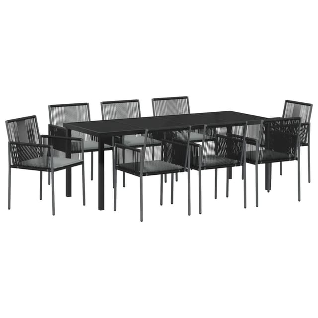 vidaXL Garten Essgruppe 9-Tlg Schwarz Poly Rattan 3379113
