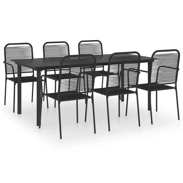 vidaXL 7-Tlg Garten-Essgruppe Schwarz Glas und Stahl 3060211