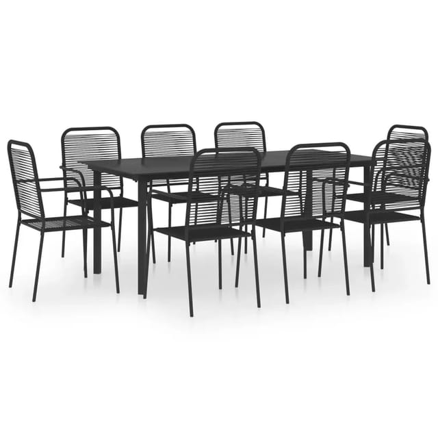 vidaXL 9-Tlg Garten-Essgruppe Schwarz Glas und Stahl 3060212