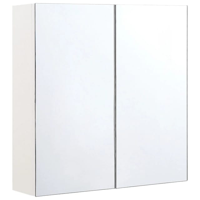 Beliani Bad-Spiegelschrank NAVARRA Weiss Silber 14x60x60