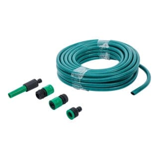 BGS Do it yourself Wasserschlauch 70906, PVC, mit Wasserspritze und Schnellkupplungen, 15 m, 6-tlg.