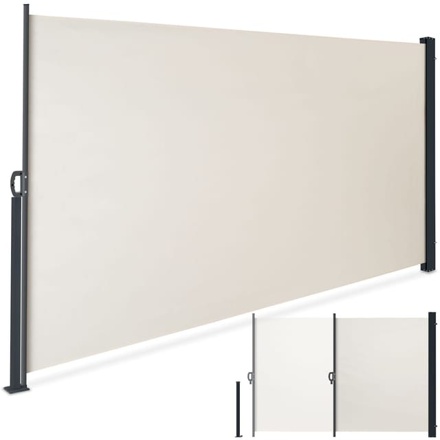 tectake® Seitenmarkise, 200 x 300 cm, Schutz vor Sonne und Wind, ausziehbar, mit Aufrollmechanismus