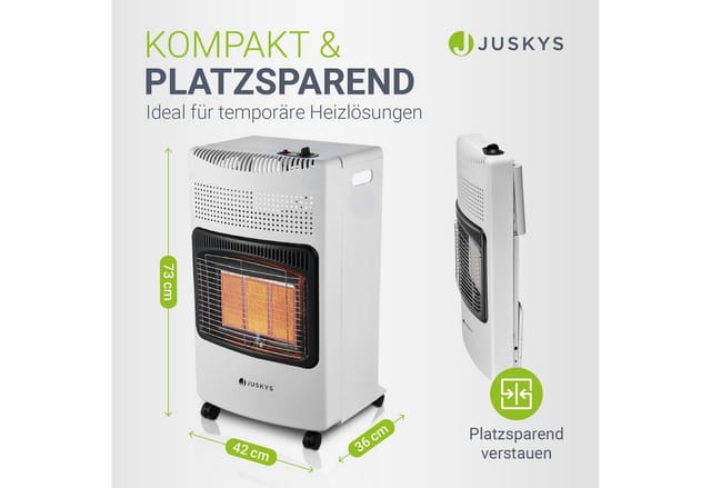 Juskys Gasheizung GS42US – Infrarot-Heizstrahler bis 4200 W für Terrasse & Outdoor in Weiß