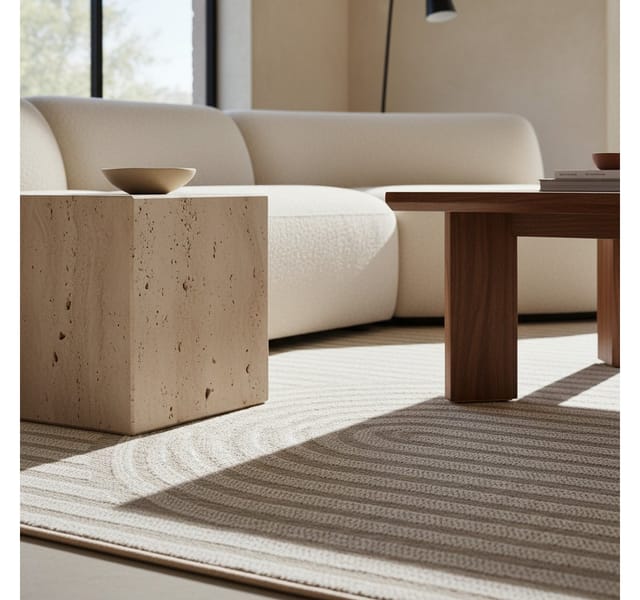 KADIMA DESIGN Teppich VENTOUX Wetterfest UV-Beständig Balkon Waschbar Boho Balkonteppich, Läufer, Höhe: 5 mm, Beige, 80x150 cm, Strapazierfähig Robust Waschbar