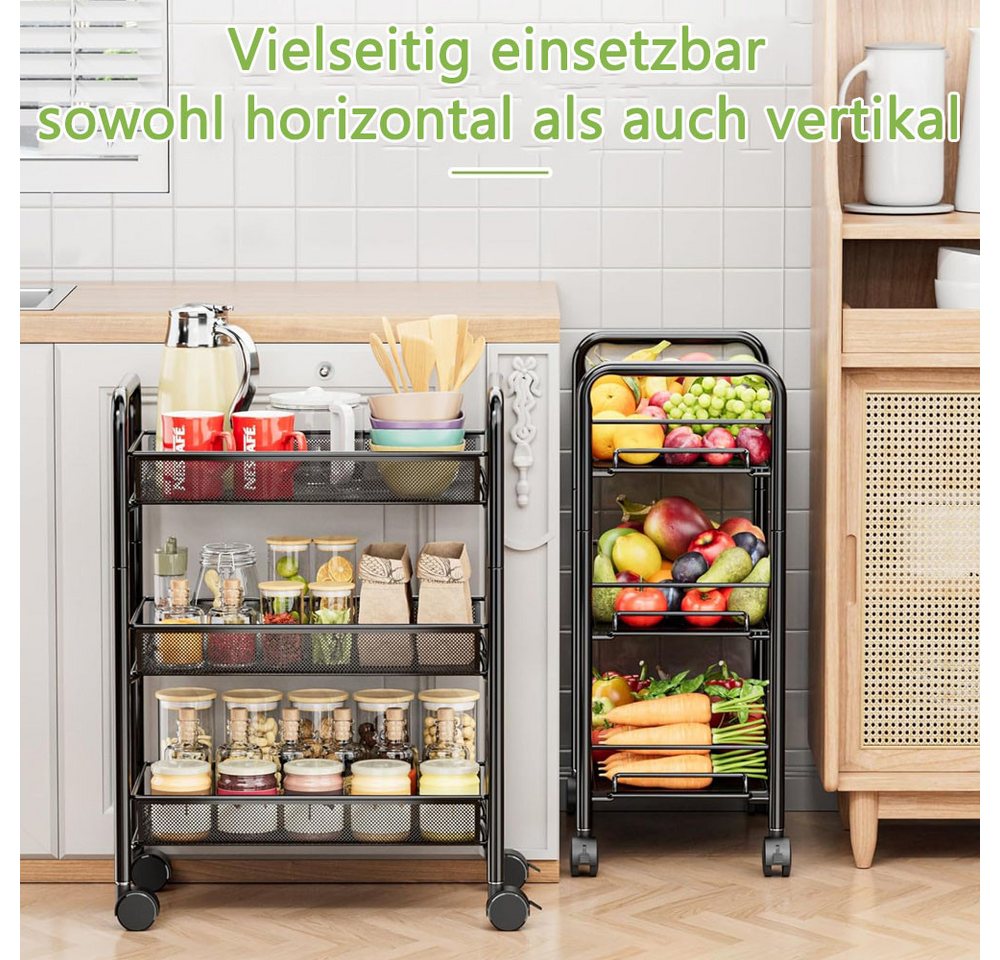 TUWENA Küchenwagen 3-stöckiger Rollwagen,Multifunktionaler mobiler Küchenwagen mit Rollen Bild 2