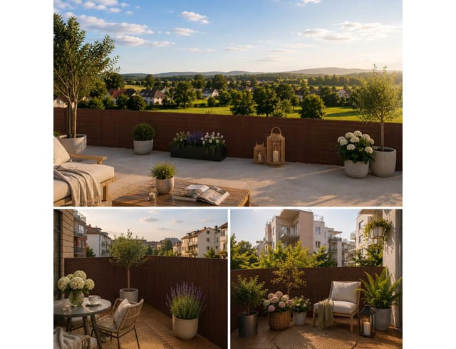 Sekey Balkonsichtschutz Sichtschutzmatte Balkon Wetterfest Natur-Optik Sichtschutzzaun UV-beständig und wetterfest für Balkon, Garten & Terrasse