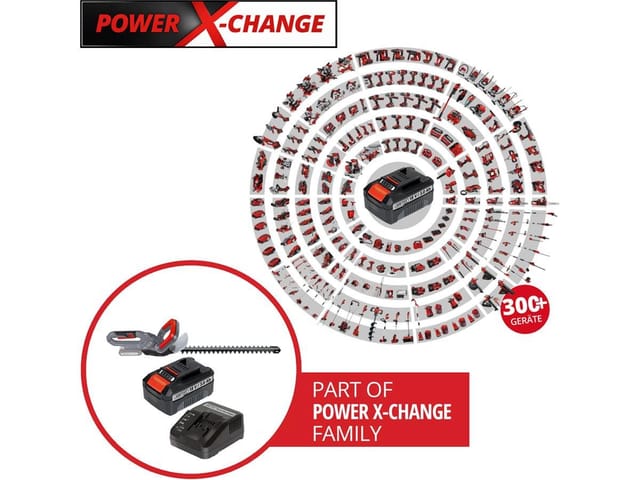 KRAFTIXX® Heckenschere KX-AHS 1858 Li, (Set, 3-tlg), inkl. 3,0 Ah Akku, kompatibel mit Einhell Power X-Change Akkusystem