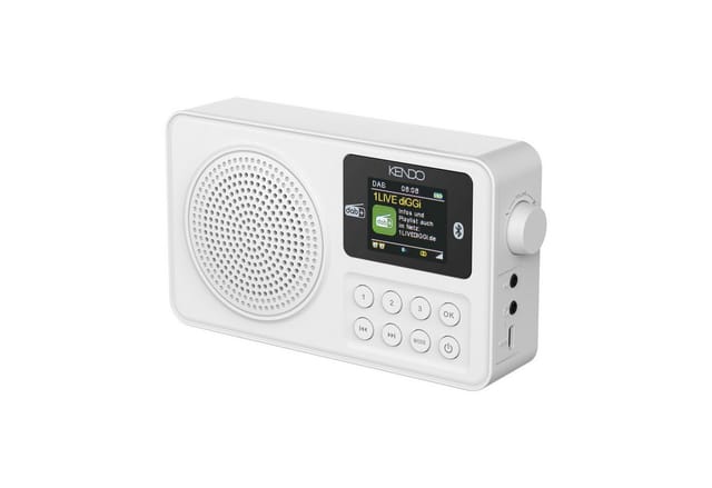 Kendo KENDO 24EX white Radio (Tragbares DAB+ Radio mit integriertem Akku, LCD-Display und Bluetooth)