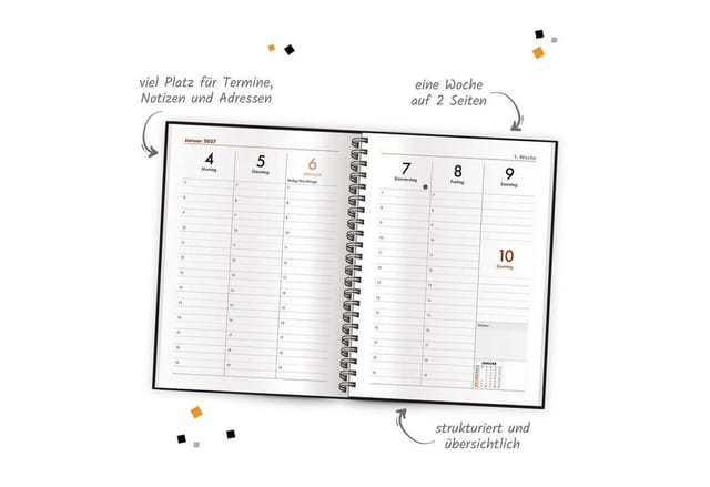 Trötsch Verlag Taschenkalender TRÖTSCH - Wochenplaner A5 mit Wire-O Schwarz 2027