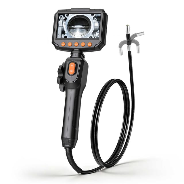 Vevor Drehbare Endoskopkamera Mit Licht, Inspektionskamera Mit Zwei-wege Beweglichem Kopf, Ip67 Wasserdichte Rohrkamera Mit 4,3 Zoll Display 1,5 M Kabel 2600mah Akku, 8 Mm Boreskopkamera Für Auto Haus