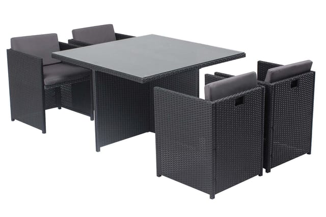 Tisch Und Stühle Für 4 Personen Aus Schwarz/grauem Kunstharz Miami