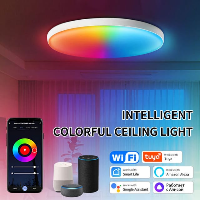 [niemals Verwendet] 30 Cm Smart-led-deckenleuchte, 2700–6500 K, Einbauleuchte Mit 16 Millionen Farben, Led-beleuchtung Fürs Schlafzimmer