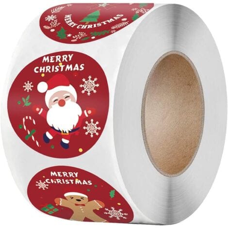 Bunthaus Weihnachtsaufkleber, Weihnachtsdekoration, Geschenk, Runde Weihnachtsaufkleber, Etiketten, 1 Rolle, Verschiedene Feiertagsrollenaufkleber Für Partybedarf (rot), Breite: 3,8 Cm