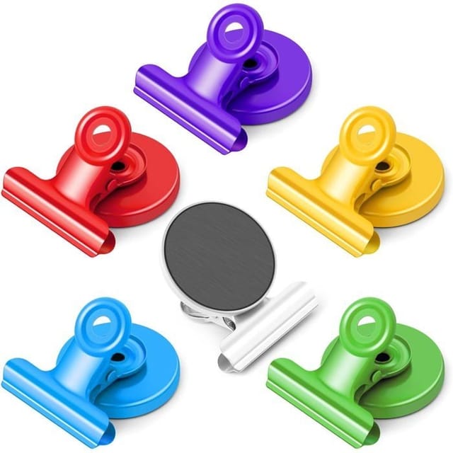 Set Mit 6 Farbenfrohen, Robusten Und Vielseitigen Magnetclips Für Whiteboards, Kühlschränke, Klassenzimmer Oder Fotos