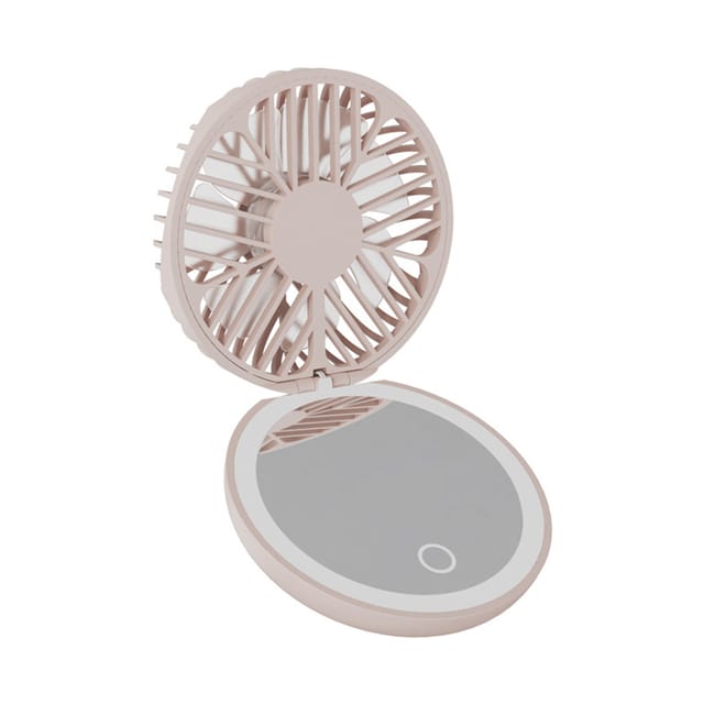Led-schminkspiegel Mit Ventilator, Tragbar Und Faltbar, Usb-aufladbar, 800 Mah, Kleiner Dreistufiger Ventilator, Mini-beleuchtungsspiegel, Schminkwerkzeug