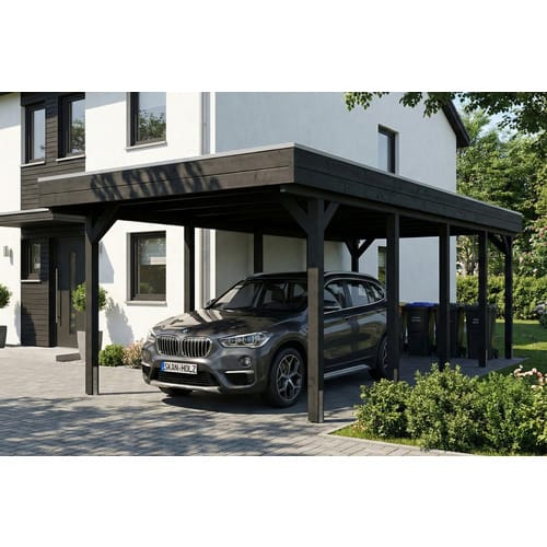 SKANHOLZ Carport »Friesland«, 320 x 708 cm, Anthrazit, Holzart: Fichte - schwarz