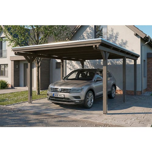 SKANHOLZ Carport »Emsland«, 402 x 604 cm, Schiefergrau, Holzart: Fichte