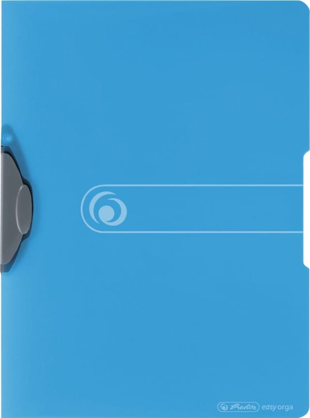 herlitz Express-Clip A4 PP transparent blau für bis zu 30 Blatt grauer Clip