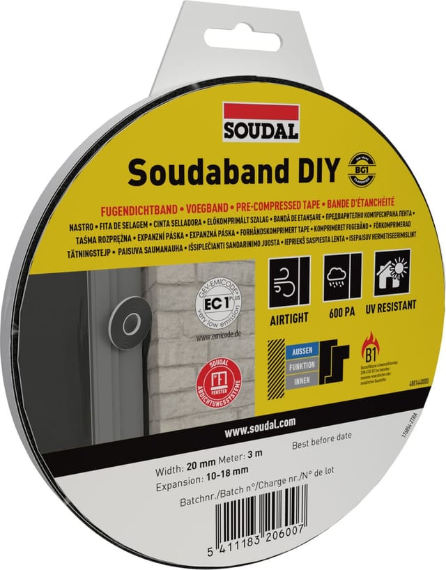 Soudal Fugendichtband Soudaband DIY BG1 20/10-18 3 m x 2 cm grau selbstklebend
