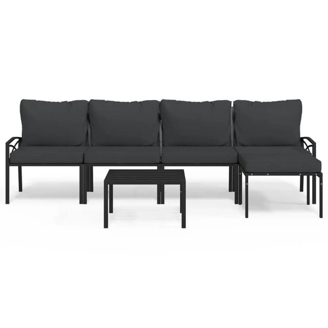 vidaXL 6-tlg Garten-Lounge-Set mit Grauen Kissen Stahl Modell 3