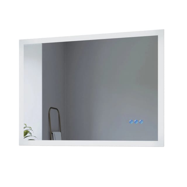 Aquabatos Wandspiegel 80 x 60 cm Badspiegel mit Beleuchtung LED Badezimmerspiegel Anti-Beschlag Touch-Schalter Dimmbar mit 3 Lichtfarben Lichtspiegel